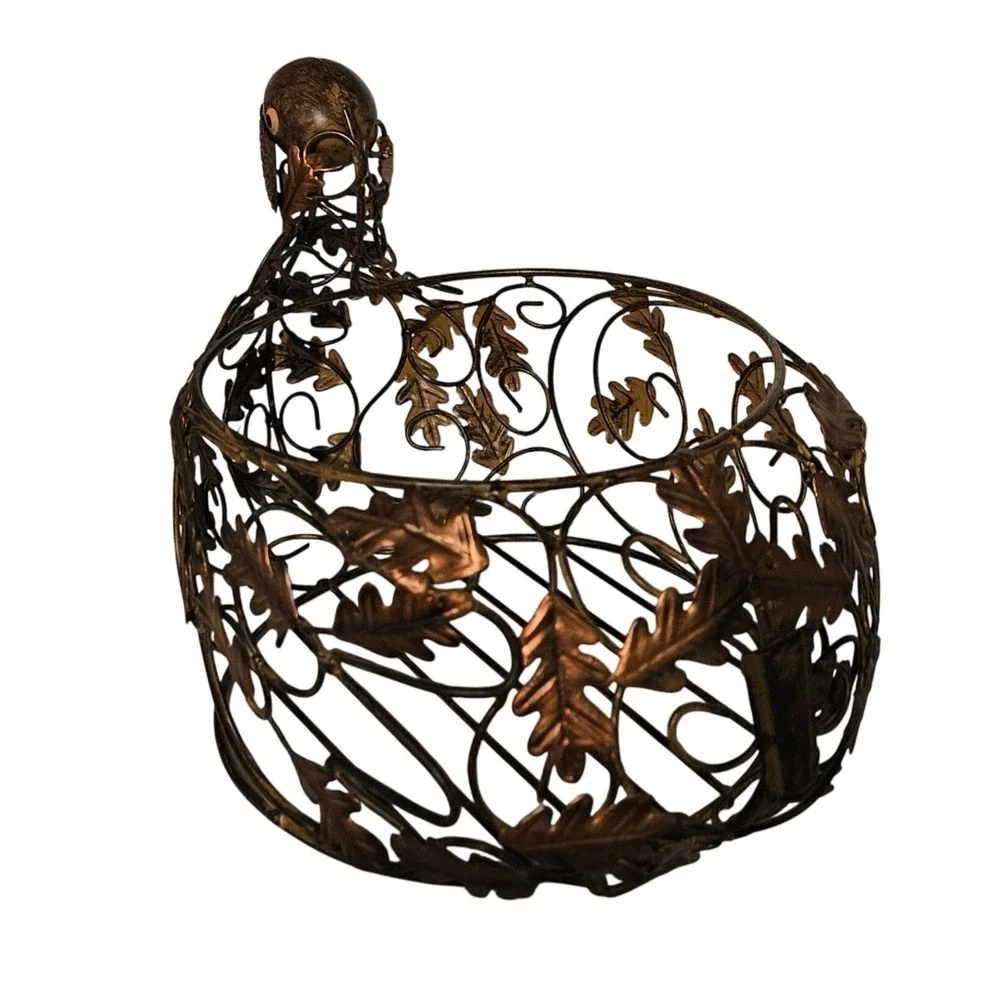 Vintage‎ Rustic Turkey Metal Wire Basket Decorative Trinket Holder Table Decor